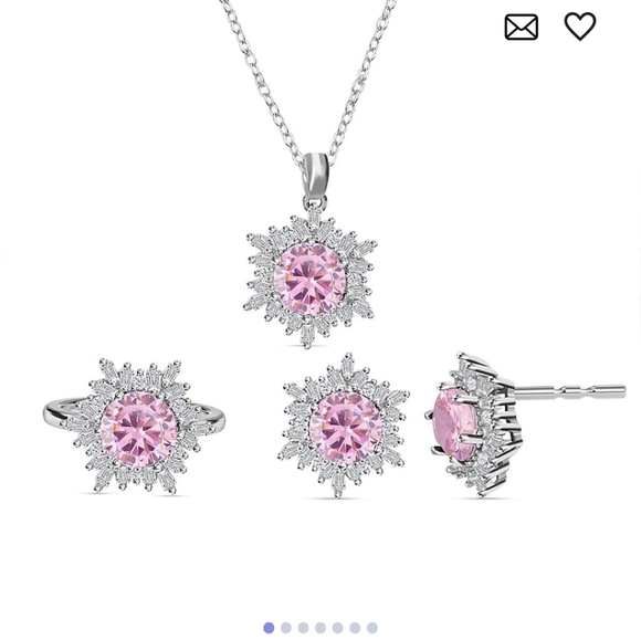 Jewelry - 🆕Simulated Pink and White Diamond Ring (Size 8.0), Earrings & Pendant Necklace